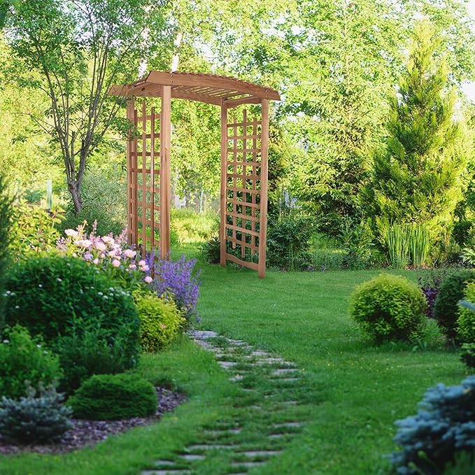 All Things Cedar 6-Foot Pagoda Arbor Garden Arch Trellis - Image 7