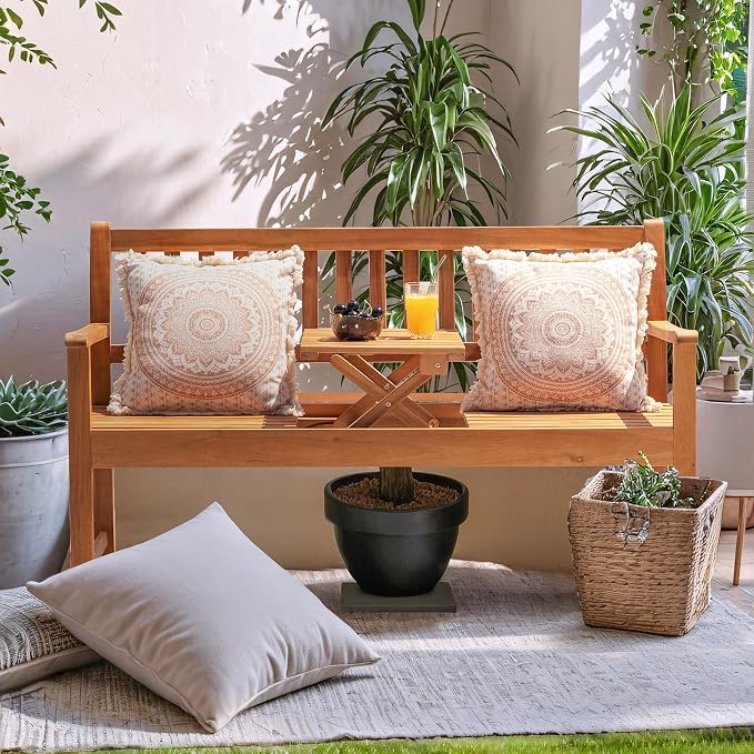 Devoko Outdoor Bench, 2-Person Garden Bench, Patio Wood Bench Outdoor Loveseat - Image 7
