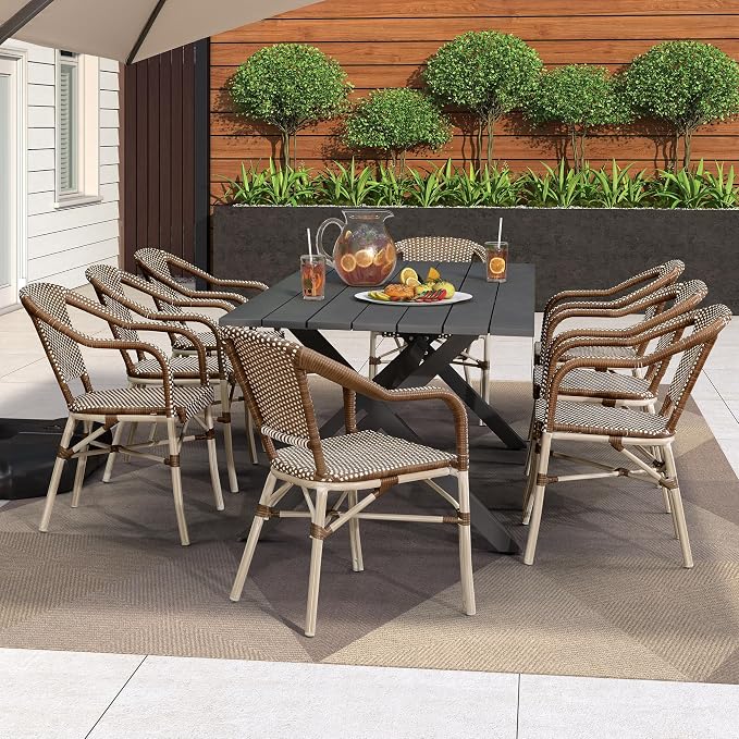 PURPLE LEAF Dining Chair Set of 2 Outdoor French Bistro Chairs Hand-Woven - Image 2