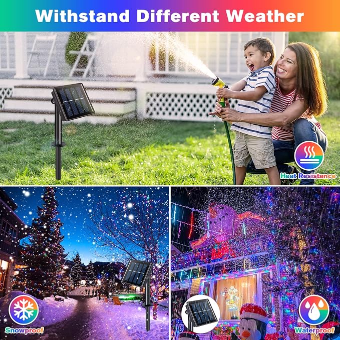 JMEXSUSS 4 Pack 100 LED Solar Christmas Lights, 33ft Solar String Lights - Image 6