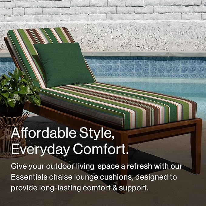 Honeycomb Outdoor Essentials Chaise Lounge, 21 x 70, Stripe Pine Green Chair - Image 2