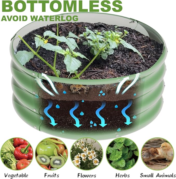 2Pcs 2X2X1ft Round Raised Garden Bed Kit, Galvanized Raised Garden Beds Outdoor - Image 3