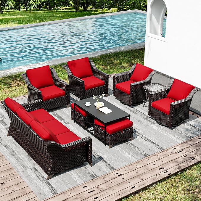 Joyside Wicker Patio Furniture Sets, 9 Pieces Upgraded Large Size Outdoor - Image 6