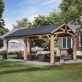 Aoxun 12' x 20' Outdoor Wood Gazebo, Hardtop Gazebo Permanent Wooden Pavilion by Aoxun