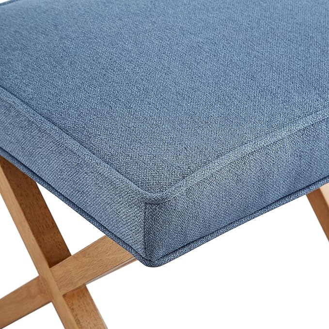 Amazon Brand – Rivet Mid-Century Modern X Stool Ottoman Chair, Indigo - Image 5