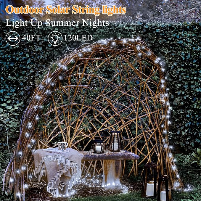 Solar String Lights 120LED 40FT, IP67 Waterproof Solar Lights - Image 2