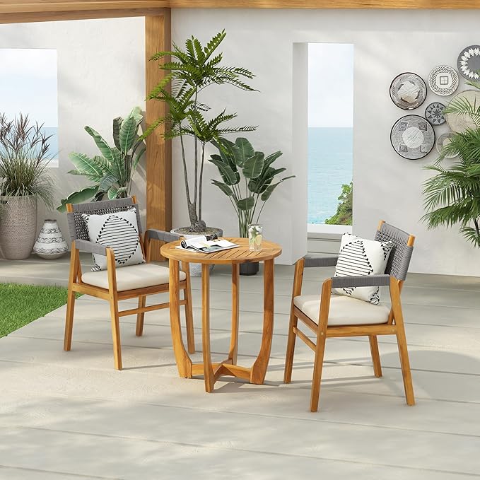Christopher Knight Home Zed 3 Pieces Outdoor Dining Set, Acacia Wood Dining by ChristopherKnightHome