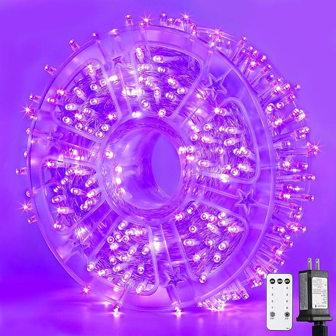JMEXSUSS 400 LED Purple Christmas Lights Indoor Outdoor, 132 ft String Lights by JMEXSUSS