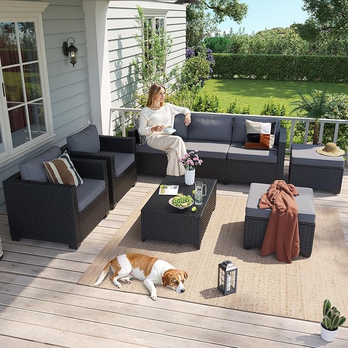 Aoxun 8 Piece Outdoor Patio Furniture Set 7 Seats, Outdoor Sectional - Image 2