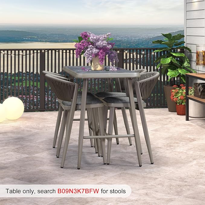 PURPLE LEAF Outdoor Rectangular Counter Height Dining Table Aluminum Kitchen - Image 3