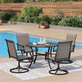 PHI VILLA 5 pcs Patio Dining Set, Outdoor Swivel Dining Chairs 4 and Round by PHIVILLAThepioneerofcomfortablehouseholdsupplies