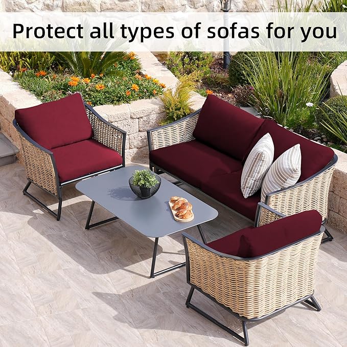 8Pcs Stretch Patio Cushion Covers, Outdoor Couch Covers Replacement, Outdoor - Image 6