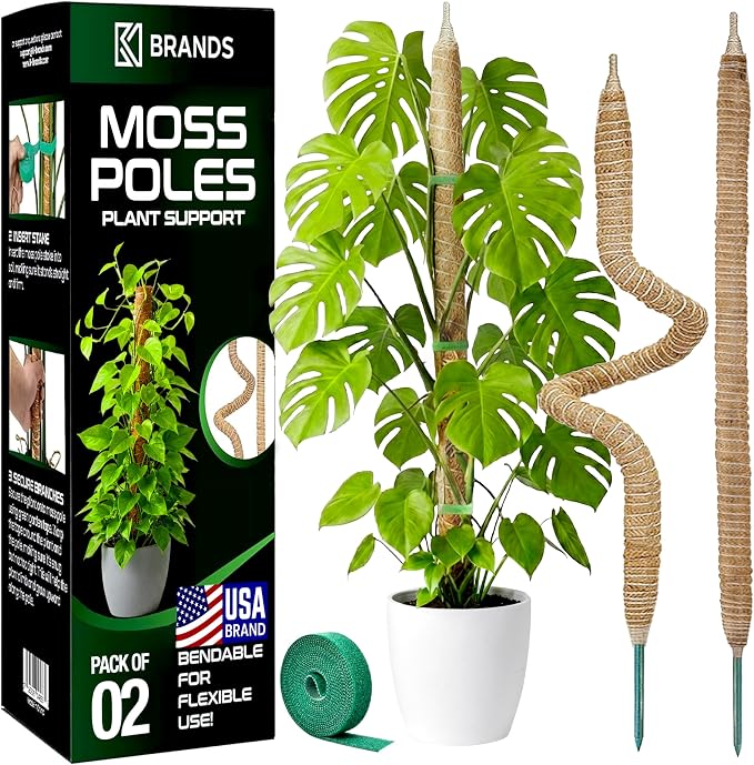 2 Pack 28'' Bendable Moss Pole Monstera Plant Support by K-BRANDS