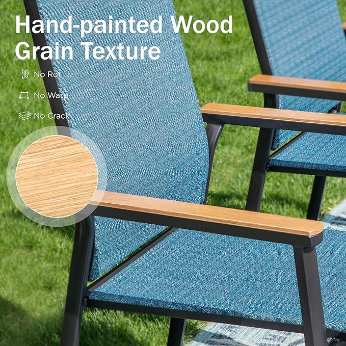 PHI VILLA 5 Pieces Patio Dining Set, Outdoor Furniture - Image 3