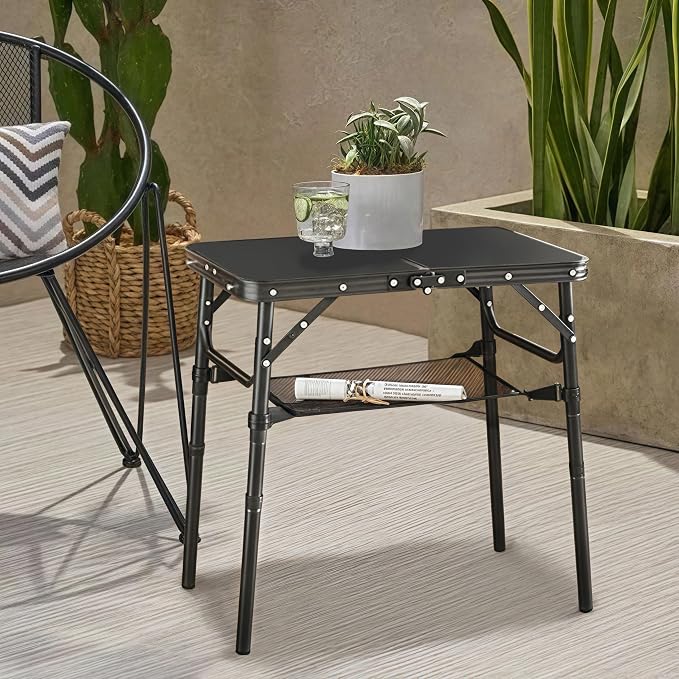 Outdoor Side Table, Portable 3 Adjustable Height Small Outdoor Folding Table - Image 6