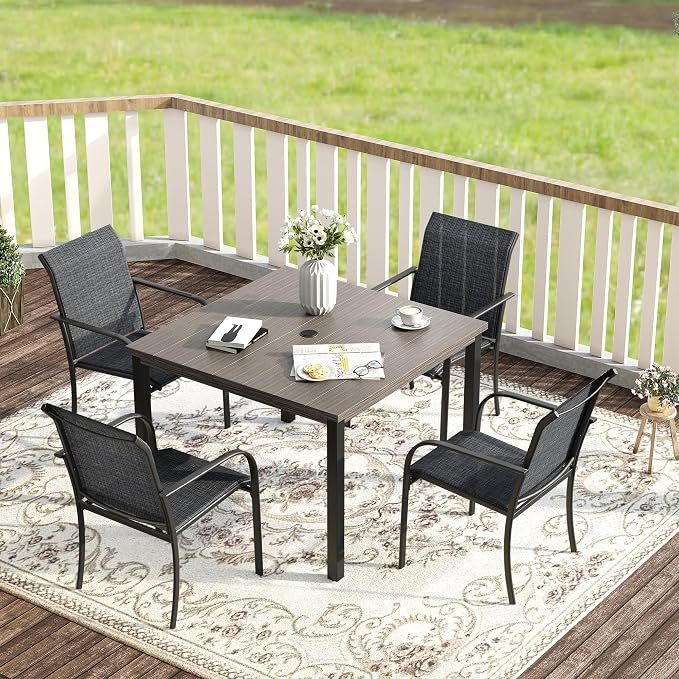 VICLLAX Outdoor Dining Set for 4, 5 Pieces Patio Dining Furniture Set by HOME