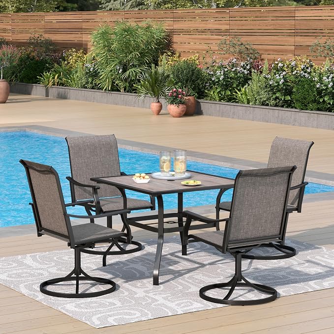 PHI VILLA 5 pcs Patio Dining Set, Outdoor Swivel Dining Chairs 4 and Metal by PHIVILLAThepioneerofcomfortablehouseholdsupplies