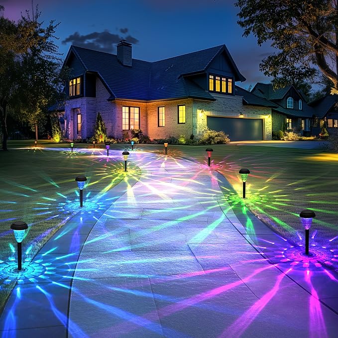 Solar Pathway Lights Outdoor Waterproof 12 Pack Color Changing Garden Light - Image 8