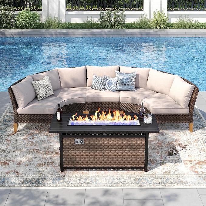 PHI VILLA Half Moon Patio Furniture Set by PHIVILLAThepioneerofcomfortablehouseholdsupplies