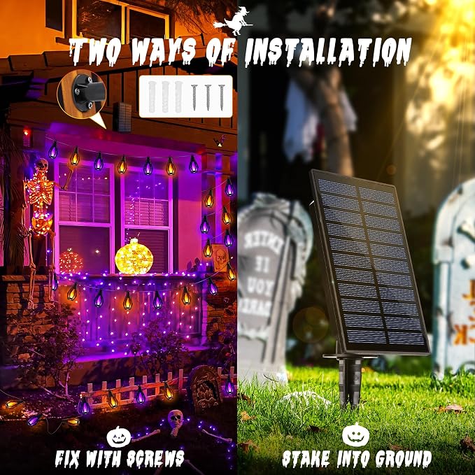 Flacchi Solar Flame String Lights - 42ft 15 LED Lights Outdoor Solar String - Image 2