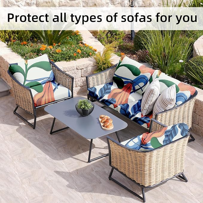8Pcs Stretch Patio Cushion Covers, Outdoor Couch Covers Replacement, Outdoor - Image 4