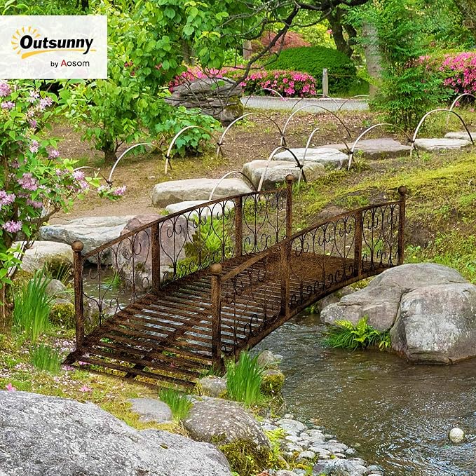 Outsunny 7' Metal Arch Garden Bridge - Image 2