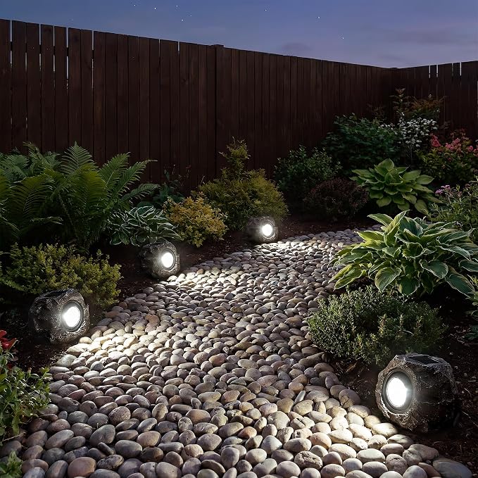 Solar Rock Lights Outdoor – 4 Pack Waterproof LED Landscape Garden Spotlights - Image 4