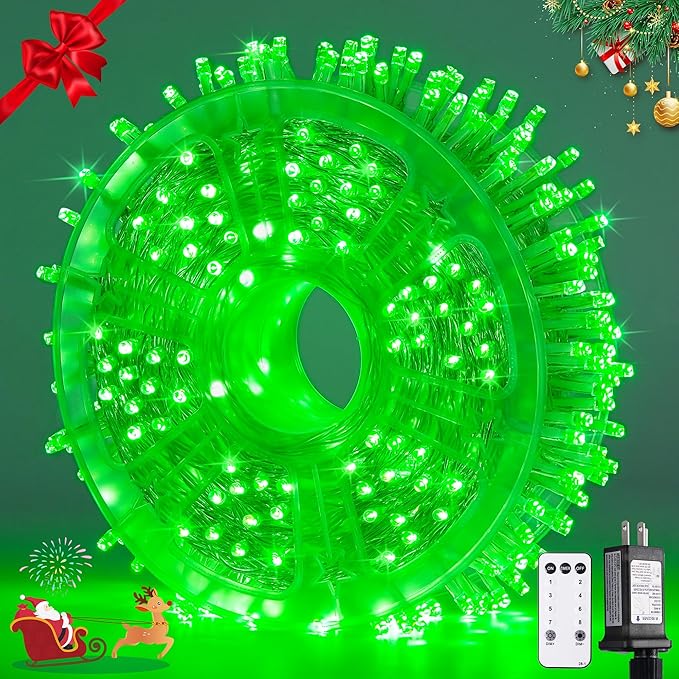 JMEXSUSS 400 LED Green Christmas Lights Indoor Outdoor, 132ft St Patrick's Day by JMEXSUSS