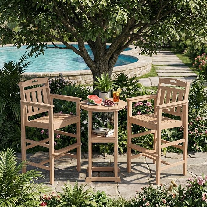 Ciokea Heavy Duty Bar Height Chair, 380lbs Outdoor Adirondack Tall Bar Chair - Image 3