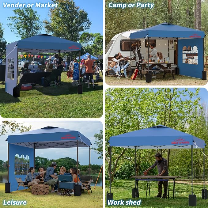 10x10 Pop Up Canopy with Sidewalls, Easy Up Canopy Tent, Heavy Duty Tents - Image 6