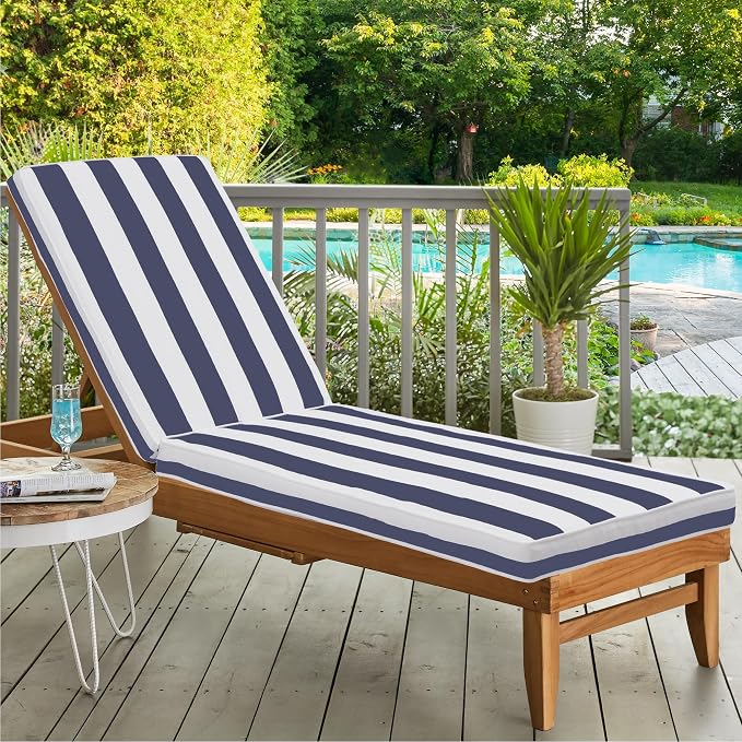 Outdoor Chaise Lounge Chair Cushions 2 Pack, Thick Waterproof Patio Pool Lounge - Image 6