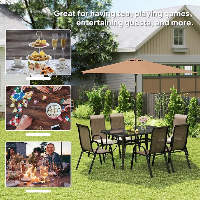 Outsunny 8 Pieces Patio Table and Chairs Set - Image 6
