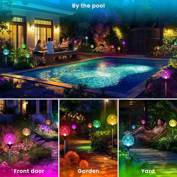 GIGALUMI Solar Garden Lights 6 Pack, Outdoor Solar Lights - Image 2