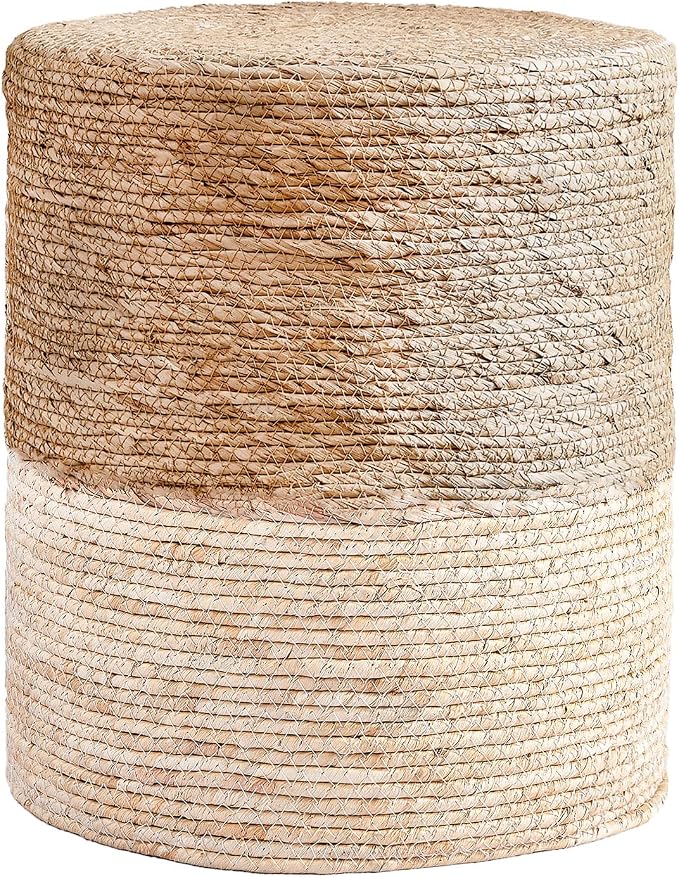 Wimarsbon Ottoman Poufs, 100% Natural Seagrass Pouffe, Hand Weave Round by Wimarsbon