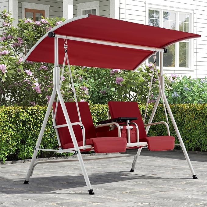 HOMREST 2 Seat Outdoor Porch Swing, Patio Swing by HOMREST