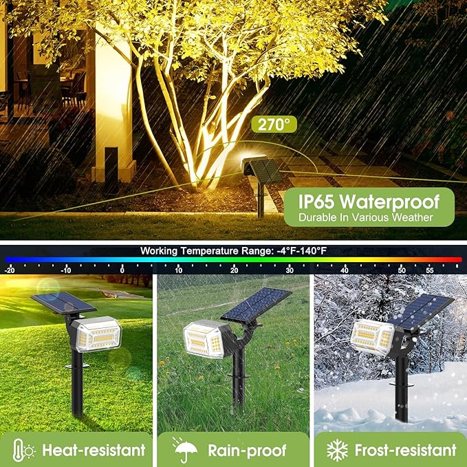 102 LED Solar Spot Lights Outdoor Waterproof IP65, Adjustable Landscape - Image 6