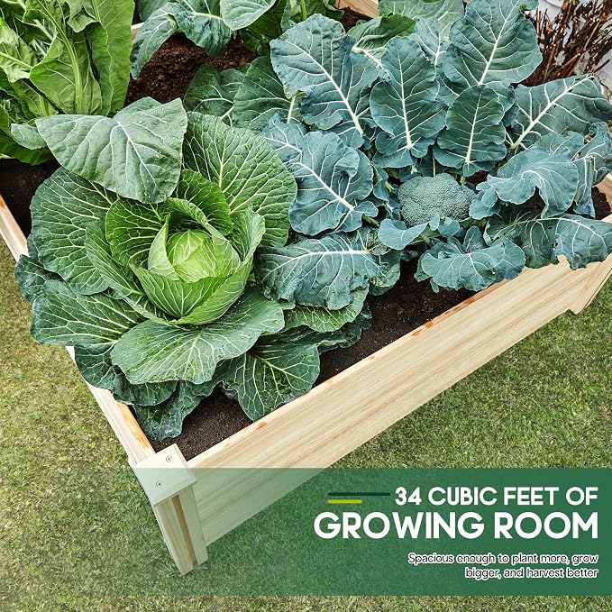 AMERLIFE 8x4 Ft Wood Raised Garden Bed, Durable 15 Inch Depth Planter Box - Image 8