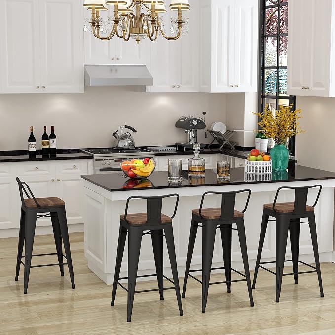 Changjie Furniture 30 Inch Bar Stools Set of 4 Industrial Metal Barstools Bar - Image 9