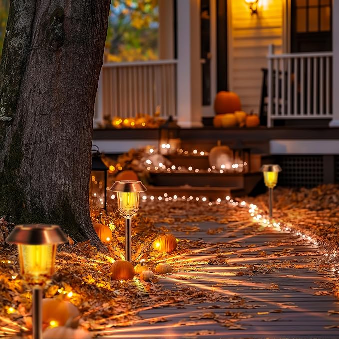 Solar Lights Outdoor Waterproof, 4 Pack Bronze Pathway Lights - Image 2