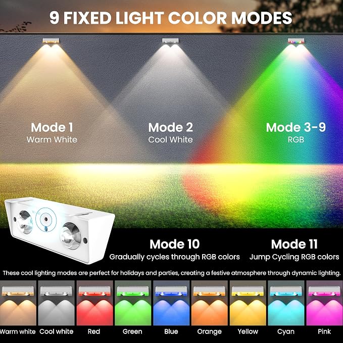 SOLPEX Solar Fence Lights Outdoor, 9 Fixed Colors ＆ Color Changing Fence Solar - Image 3