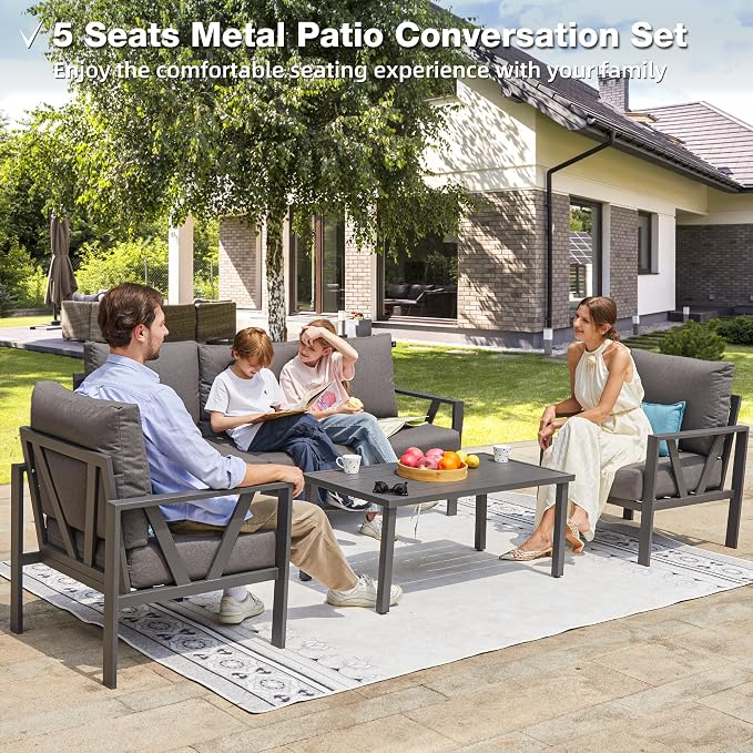 Outdoor Patio Furniture Set, 4 Pieces Metal Patio Furniture Set - Image 7