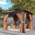 Aoxun 10'x10' Hardtop Gazebo, Outdoor Polycarbonate Double Top Canopy, Aluminum by Aoxun