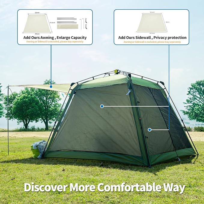 Pop Up Screen House Gazebo 8.2'x8.2'x75'', 4-6 Person Portable Screen Room - Image 9