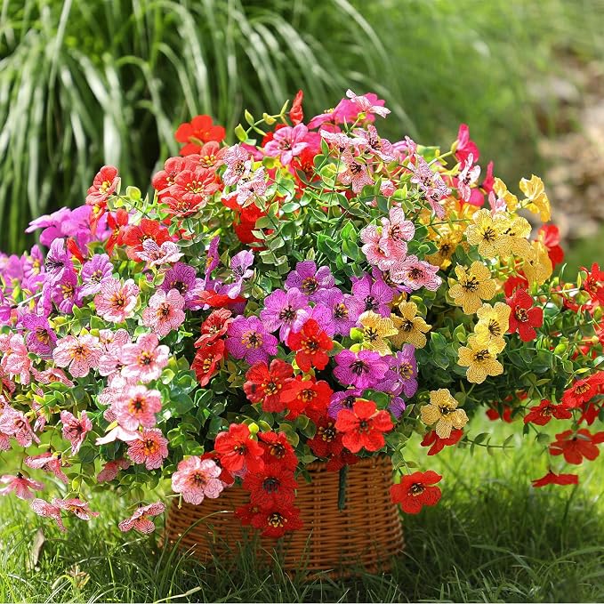 Artificial Flowers Outdoor Fake Plants, Faux Silk Flowers Plastic Plants - Image 7
