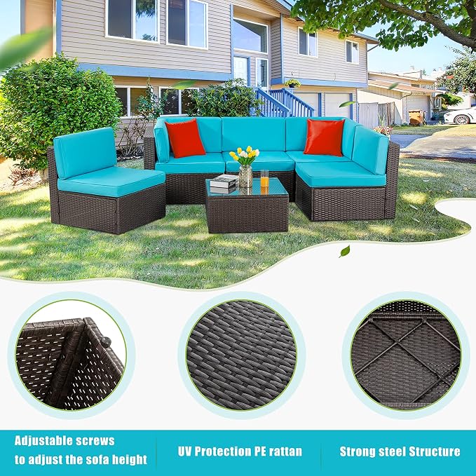 Vongrasig 6 Piece Small Patio Furniture Sets, Outdoor Sectional Sofa All - Image 4