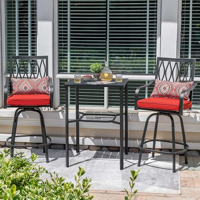 NUU GARDEN 5-Piece Patio Bar Set, 4 Swivel Bar Stools - Image 3