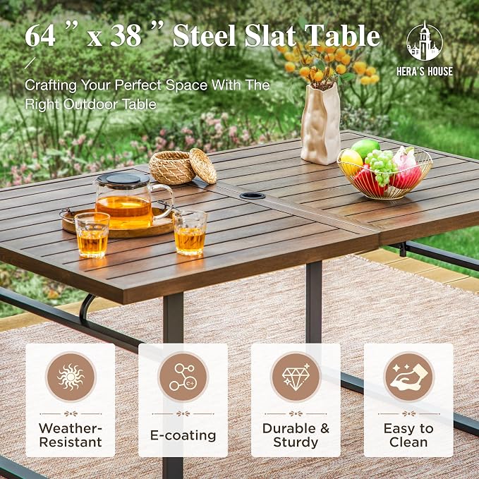 HERA'S HOUSE 7-Piece Patio Dining Set, 6 x Outdoor Rattan Armchair - Image 8