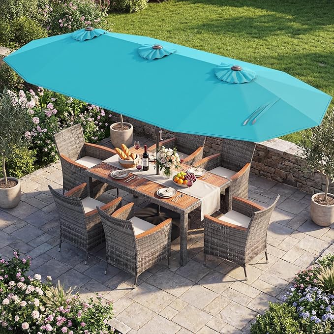 Tangkula 9 Pieces Rattan Outdoor Dining Set - Image 2