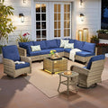 Outdoor Sectional Patio Furniture Set, 10 Pieces Wicker Conversation Sets L by CAODOCPatioFurniture