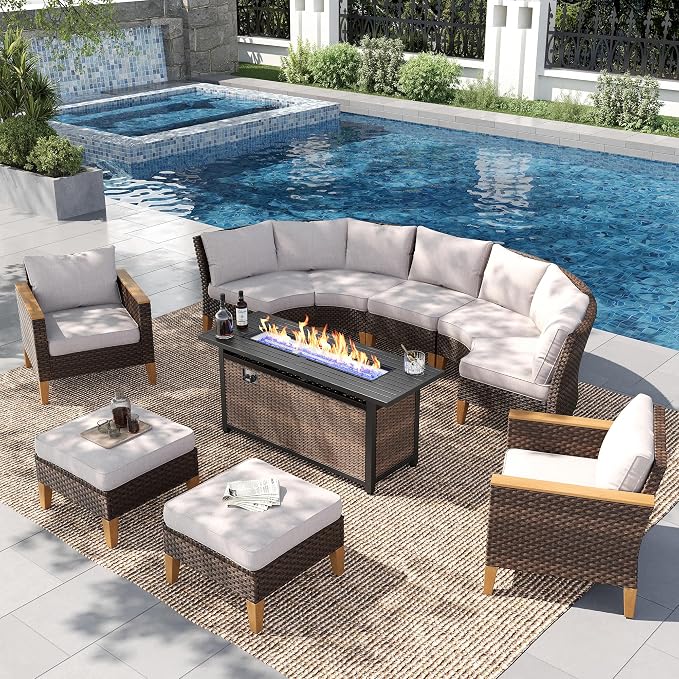 PHI VILLA Half-Moon Patio Furniture Set by PHIVILLAThepioneerofcomfortablehouseholdsupplies